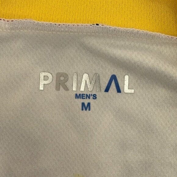 Primal Men's Cycling Full Zip Jersey Size M White Yellow Pedal The Cause EUC - Picture 13 of 14